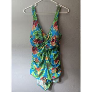 Topanga by T.H.E. Women's Size 20 One Piece Tropical Multicolor Swimsuit 962-23
